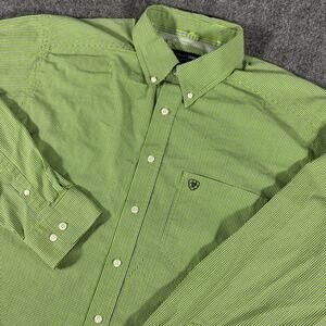 Ariat Pro Series Shirt Mens XLT XL Tall Green Plaid Long Sleeve Western 10018988